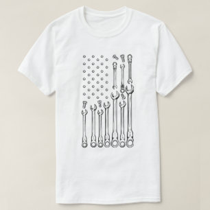 Vintage Wrench & Bolt Pattern Industrial Tool T-Shirt