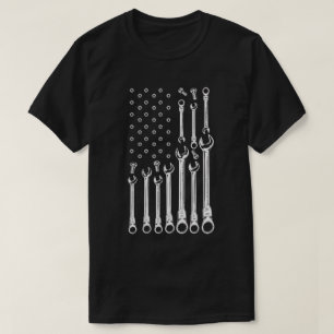 Vintage Wrench & Bolt Pattern Industrial Tool T-Shirt