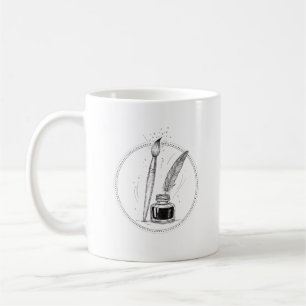 Vintage Writer Ink & Feather Minimal Dark Art Coffee Mug