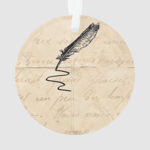 Vintage Writerâs Feather Quill Ornament
