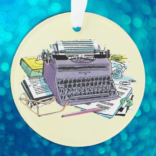 Vintage Writer’s Tools Typewriter Paper Pencil Ornament