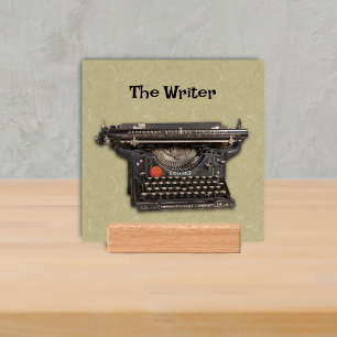 Vintage Writer Tool black Typewriter Marbled Tan Holder