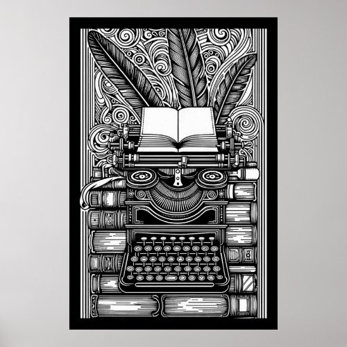 Vintage Writers Theme 3 Color Me Poster