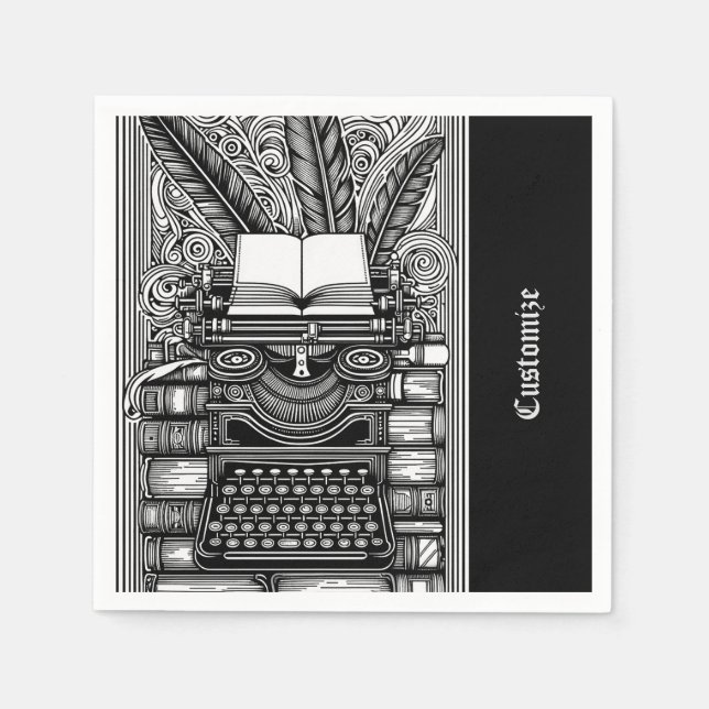  Vintage Writer's Theme 3  Napkins (Front)