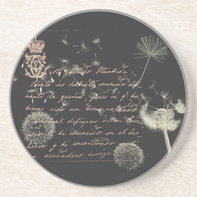 Vintage Writing Dandelion Coasters (Front)
