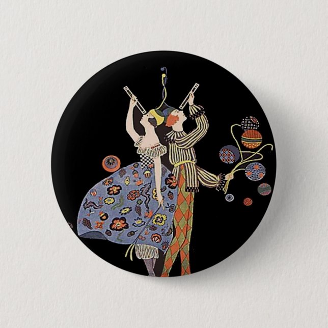 Vintage WW1 Art Deco Poster Pinback Button (Front)