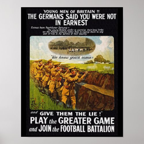 Vintage WW1 British Football Battalion Poster