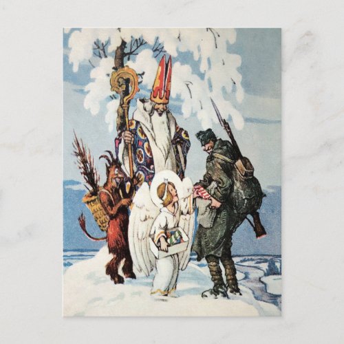 Vintage WW1 Christmas Krampus Postcard