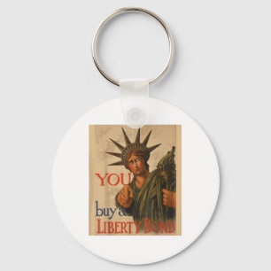 Vintage Ww1 Propaganda Poster Liberty Bond Usa Wor Keychain