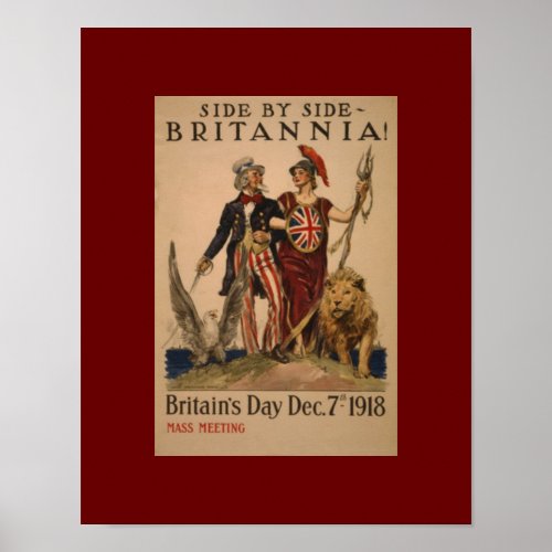 Vintage WW1 Side By Side Brittania Poster