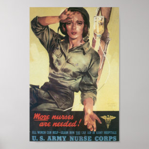 Vintage WW2 U.S. Army Nurse Corp, Poster