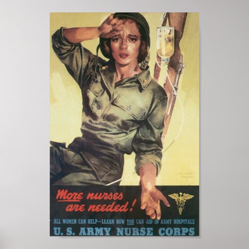 Vintage WW2 US Army Nurse Corp Poster