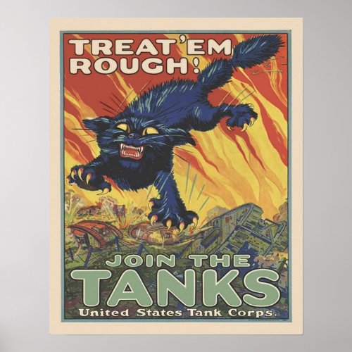 Vintage WW2  US Tank Corps Military Recruitment Poster