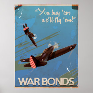 Vintage WW2 War Bonds Travel poster