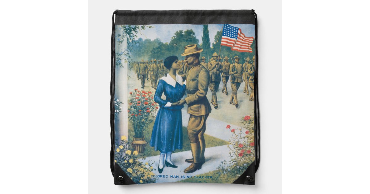 Vintage WWI Era: The Colored Man Is No Slacker Drawstring Bag | Zazzle
