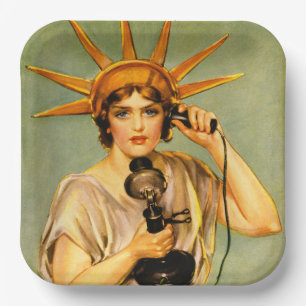 Vintage WWI Hello This Is Liberty Speaking Poster Paper Plates