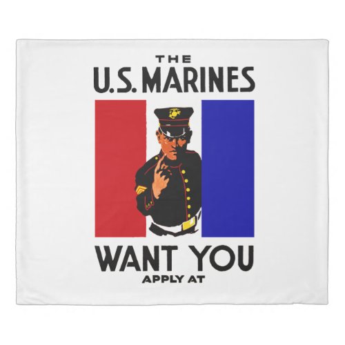 Vintage WWI Marine Recruitment Poster Duvet Cover
