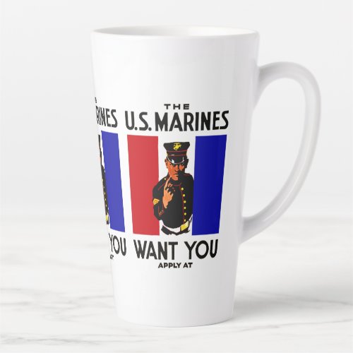 Vintage WWI Marine Recruitment Poster Latte Mug