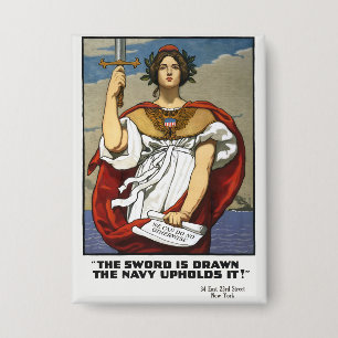 Vintage WWI Navy Recruitment Poster Kenyon Cox Art Button