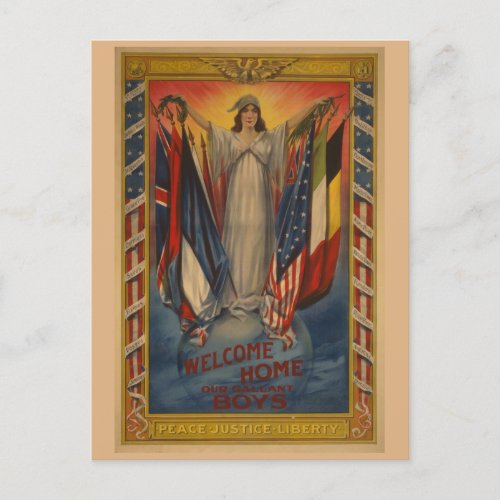 Vintage WWI Peace Justice Liberty Postcard