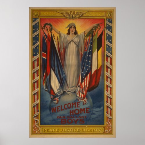 Vintage WWI Peace Justice Liberty Poster