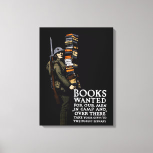 Vintage WWI Poster - Books Wanted Canvas Print