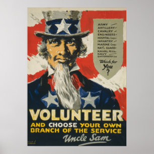 Vintage WWI Volunteer - Uncle Sam Poster