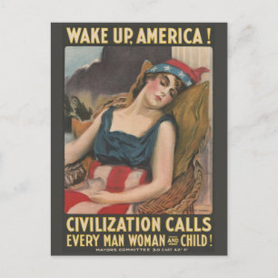 Vintage WWI Wake Up America Postcard