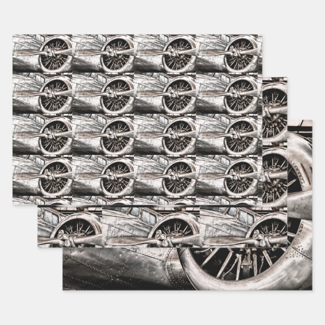 Vintage WWII era airplane Wrapping Paper Sheets (Set)