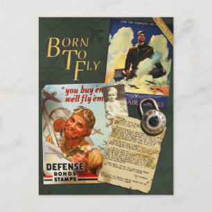 Vintage WWII Flyboy Scrapbook Postcard