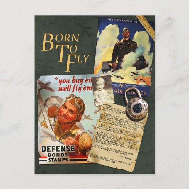 Vintage WWII Flyboy Scrapbook Postcard (Front)
