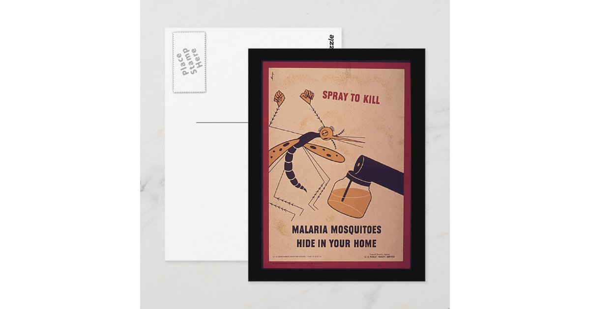 Vintage WWII Kill Malaria Mosquitoes Postcard | Zazzle