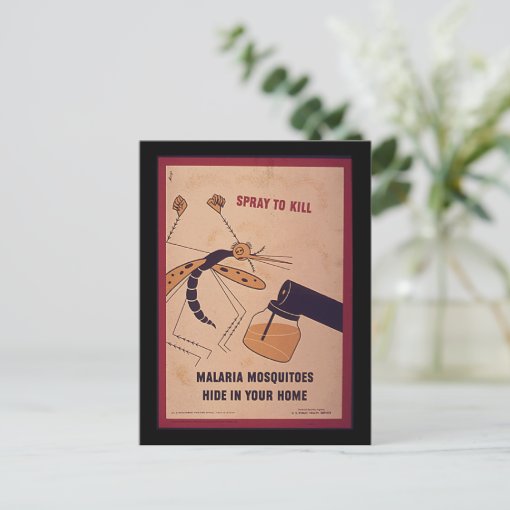 Vintage WWII Kill Malaria Mosquitoes Postcard | Zazzle