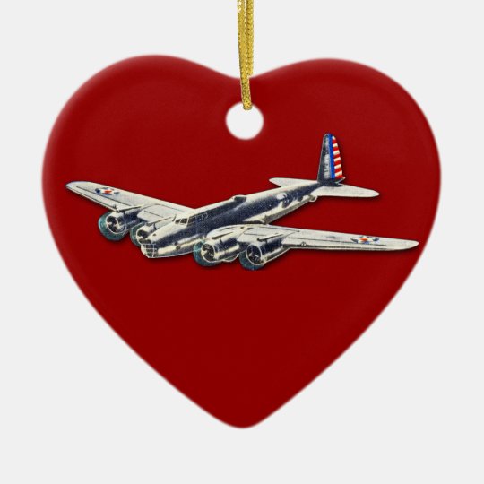 Vintage WWII US Aircraft Ceramic Ornament