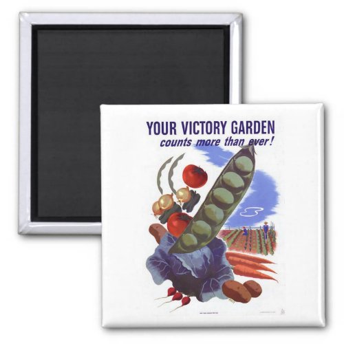 Vintage WWII Victory Garden Propaganda Poster Magnet