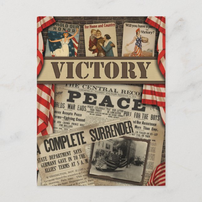 Vintage WWII Victory Scrapbook Postcard (Front)