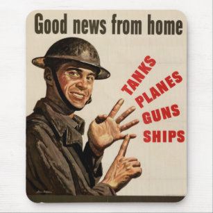 Vintage WWII War Poster Mouse Pad