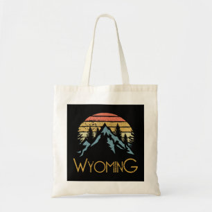 Vintage WY, Wyoming Mountains Outdoor Adventure Tote Bag