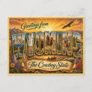 Vintage Wyoming Greeting From Postcard