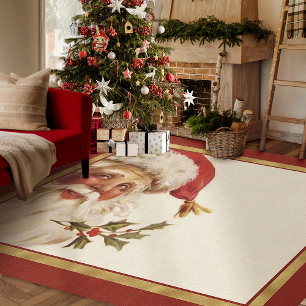 Vintage Xmas Decor Santa Christmas Area Rug 12'X9'