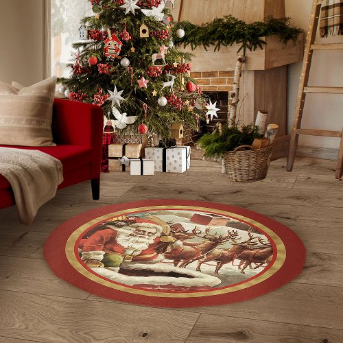 Vintage Xmas Decor Santa Christmas Area Rug 5