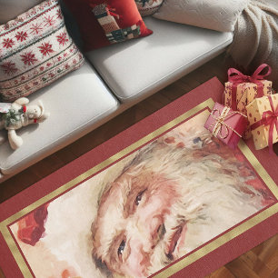 Vintage Xmas Decor Santa Christmas Area Rug 5'X3'