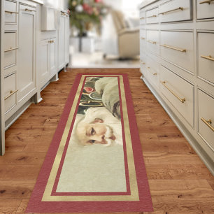 Vintage Xmas Decor Santa Christmas Area Rug 8X2.5