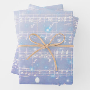 Vintage Xmas Music Background - Blue Wrapping Paper Sheets
