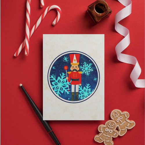 Vintage Xmas Starry Night Christmas Nutcracker Holiday Card