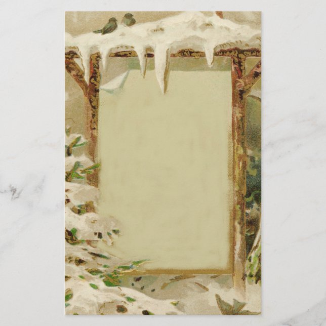 Vintage Xmas Yard Scene Stationery (Front)