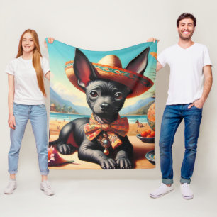 Vintage Xoloitzcuintle Fleece Blanket