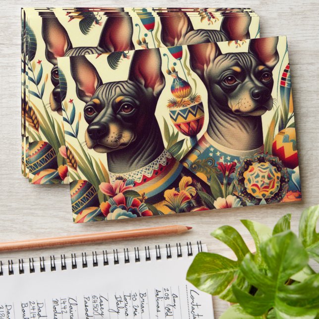 Vintage Xoloitzcuintle Illustration Envelope (Stacked)
