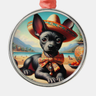 Vintage Xoloitzcuintle Metal Ornament
