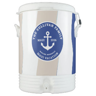 Vintage Yacht Club Anchor Family Beach Badge Beverage Cooler